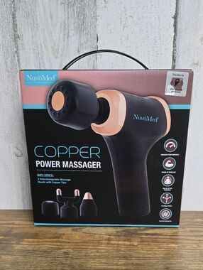 New Copper Power Massager With 3 Interchangeable Massage Heads With Copper Tips